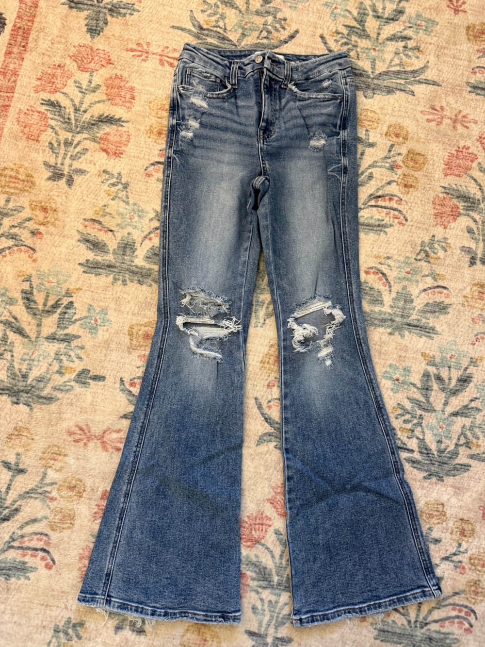 Flying Monkey Women’s Ripped Light Blue Flare Jeans